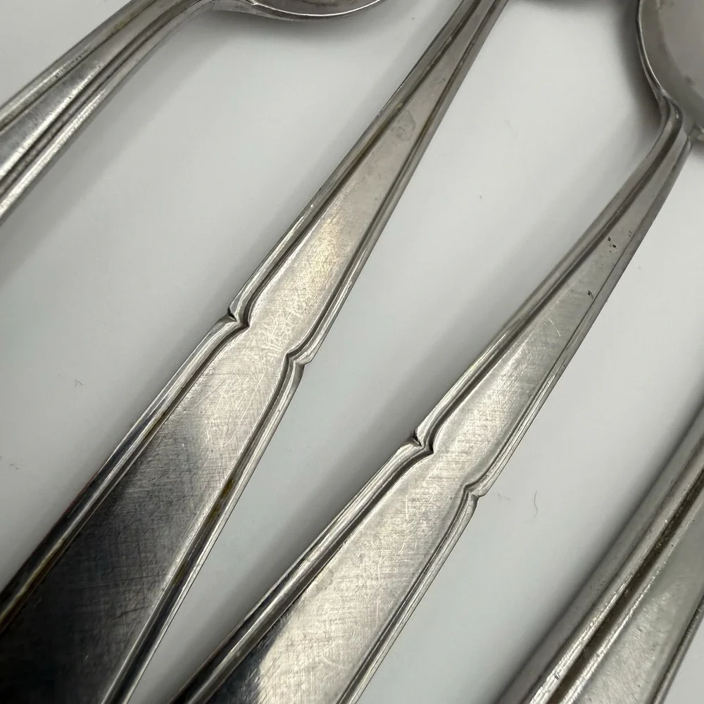 Stanley Roberts Stainless Steel Dinner Crestvu Burnished Flatware 7Pc Mixed Set